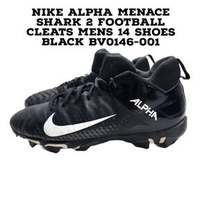 Nike Alpha Menace Shark 2 Football Cleats Mens 14 Shoes Black BV0146-001